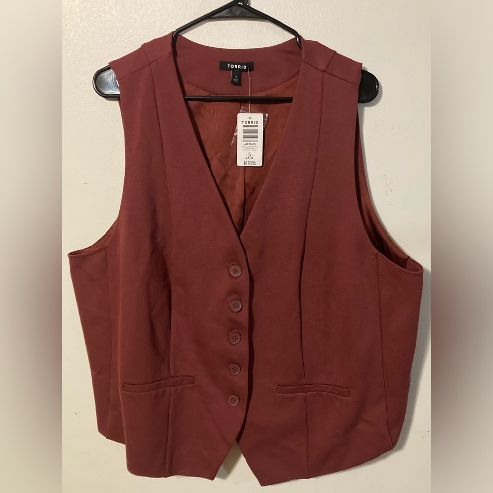 Torrid Ponte suit vest maroon – new
